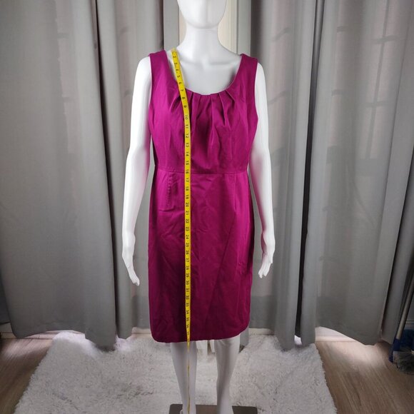Mossimo Magenta Cotton Blend Pleated Sleeveless Sheath Back Zip Dress 16 - Picture 6 of 11